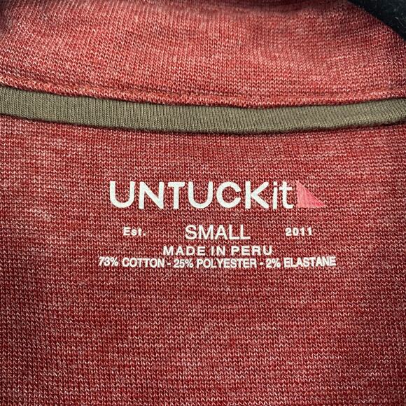 Untuckit Matthieu Shirt Long Sleeve Polo Regular Fit Cotton Blend Red Mens Small - Picture 4 of 8
